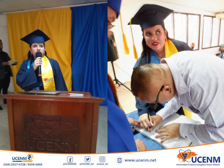 La estudiante no vidente, Evelyn Girón se gradúa de la Licenciatura en Psicología en UCENM Tegucigalpa