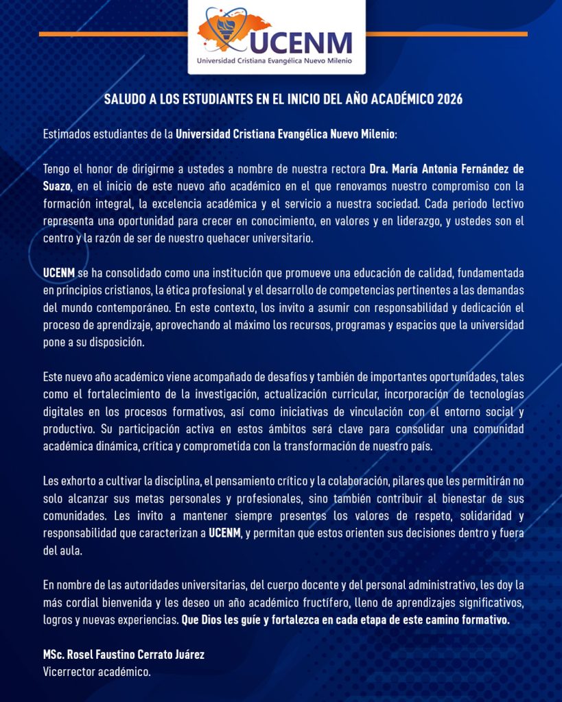 Saludo a los estudiantes en el inicio del año académico 2026